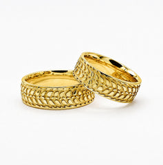 Barley Ring in Stainless Steel with 18k yellow gold PVD finish - Donna Hiebert Artist