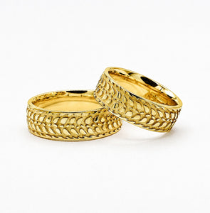 Barley Ring in Stainless Steel with 18k yellow gold PVD finish - Donna Hiebert Artist