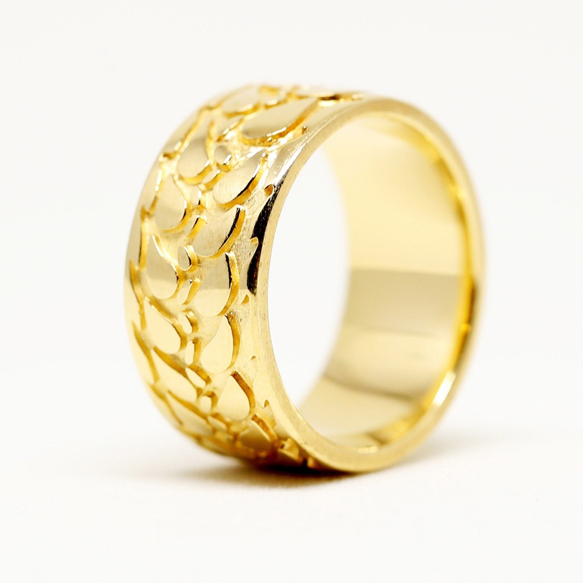 Barley Ring in Wide 14k Yellow or White Gold - Donna Hiebert Artist