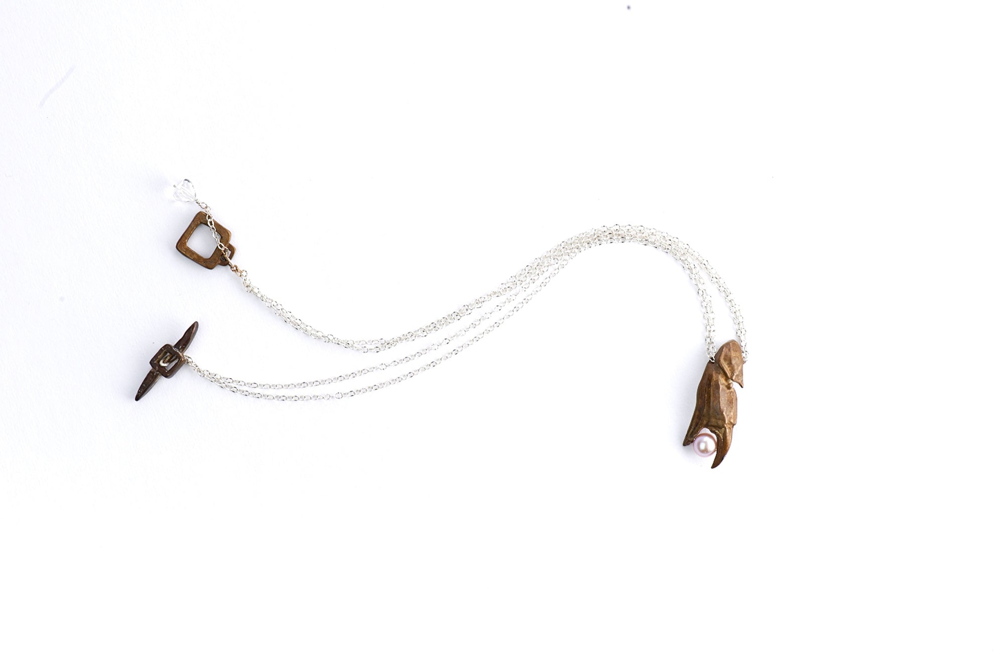 Open Crab Claw Pendant with Pearl